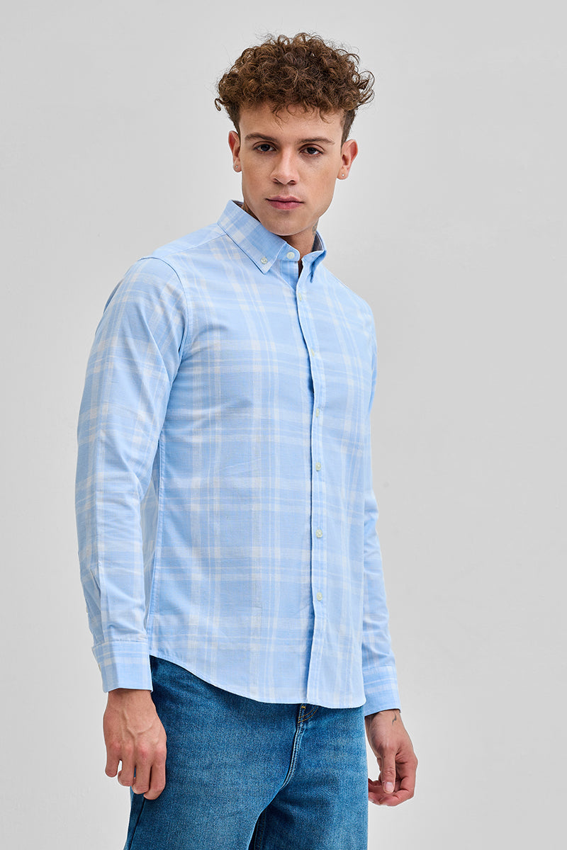 SNITCH Light Blue Checks Oxford Shirt - view 6