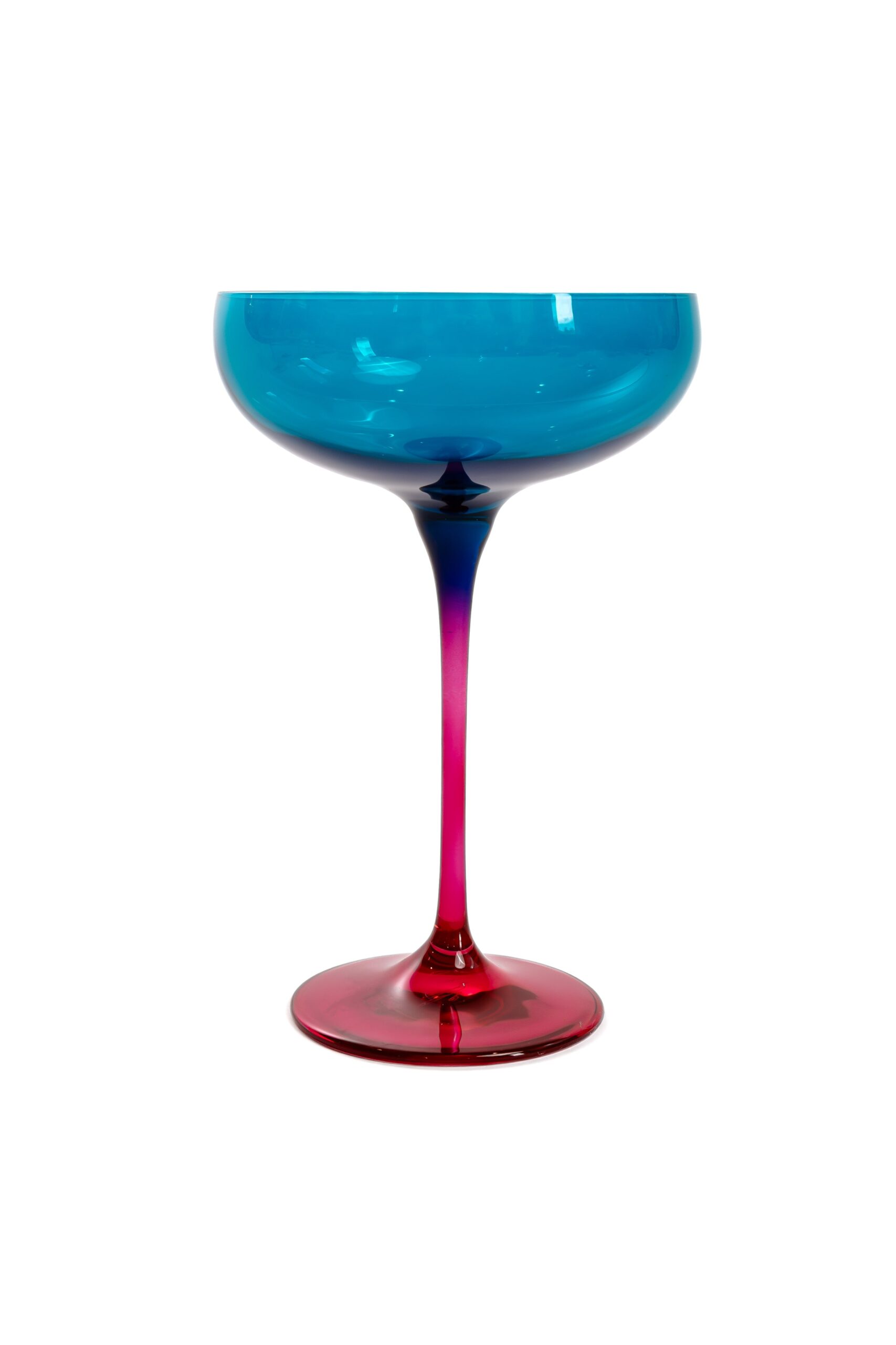 Estelle Colored Glass Estelle Colored Champagne Coupe - Set of 2 {Colorblock: Teal + Fuchsia} - view 7