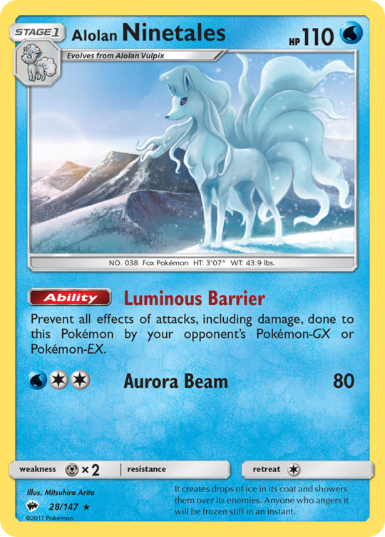 Rare sm3-28 reverse – Pokémon Alolan Ninetales - 28/147 - Rare [sm3-28] [Reverse Holo] - Alolan Ninetales - 28/147 - Rare