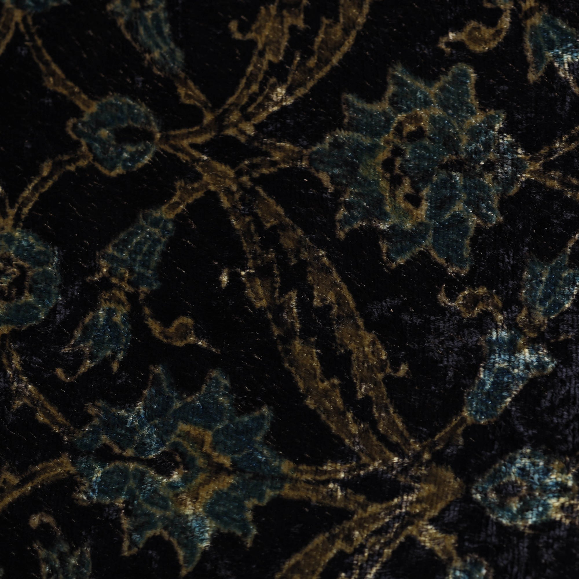 AJRAKH BY JABBAR KHATRI Black - Block Printed Velvet Natural Dyed Ajrakh Fabric 01 - view 5