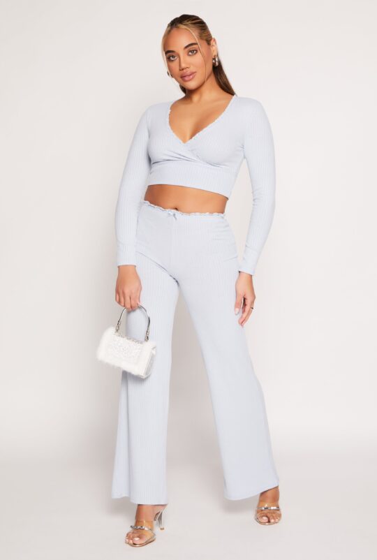 almost_famous Almost Famous Lace Trim Faux Wrap Crop Top - view 2