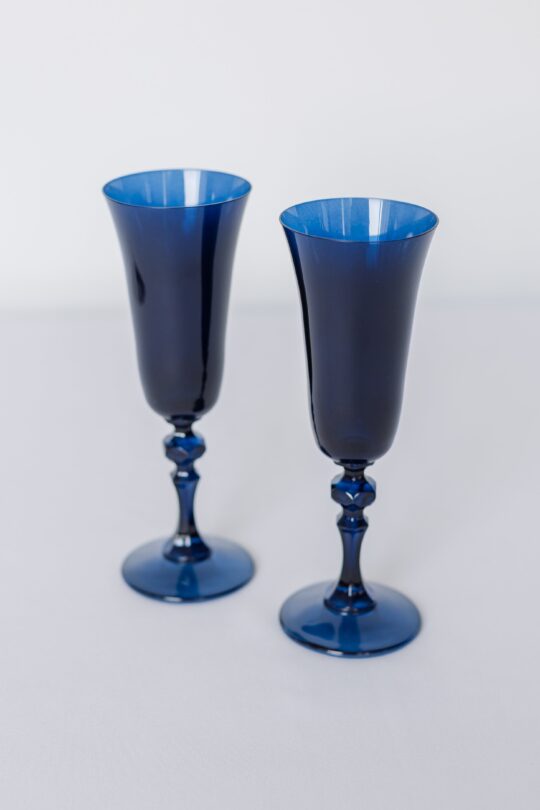 Estelle Colored Glass Estelle Colored Regal Flute - Set of 2 {Midnight Blue} - view 2