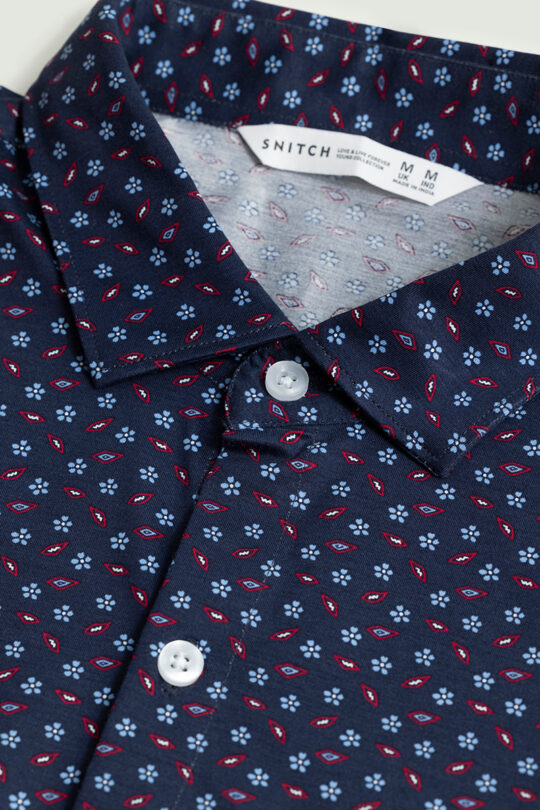 SNITCH EasyFlex Flora Motif Shirt – Blue - view 2