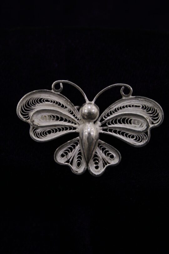 Indianvillez Butterfly Designer Silver Filigree Saree Pin
