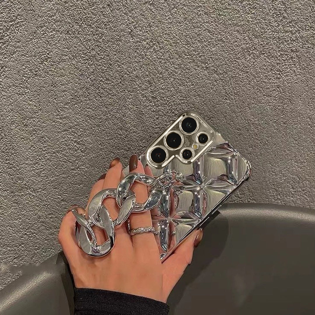 3D Rhombus Pattern Electroplating Chain Case - Samsung - view 5