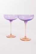 Estelle Colored Glass Estelle Colored Champagne Coupe - Set of 2 {Colorblock: Lavender+ Blush Pink}