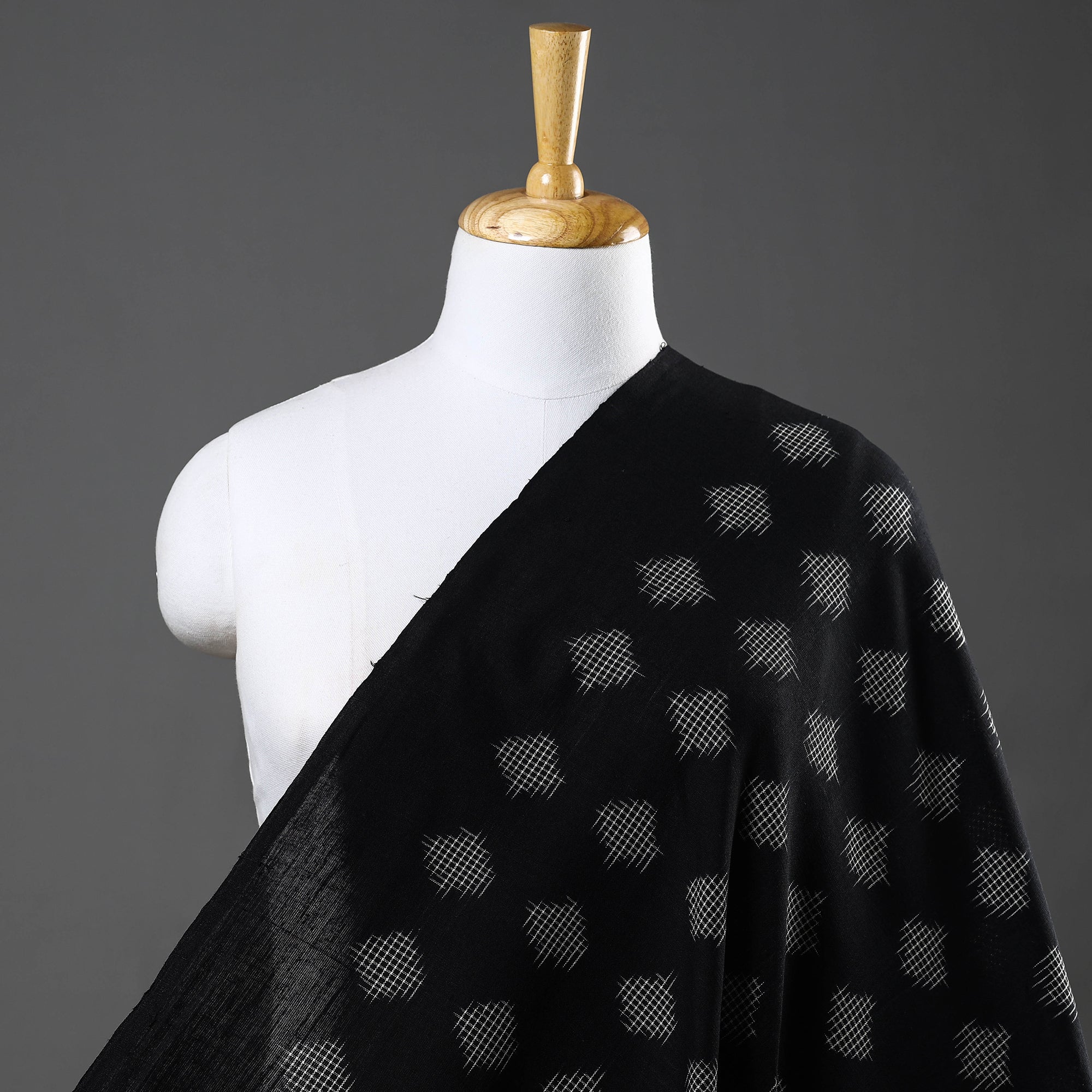 SOUTH KARGHA Black - Handloom Cotton Pochampally Double Ikat Fabric
