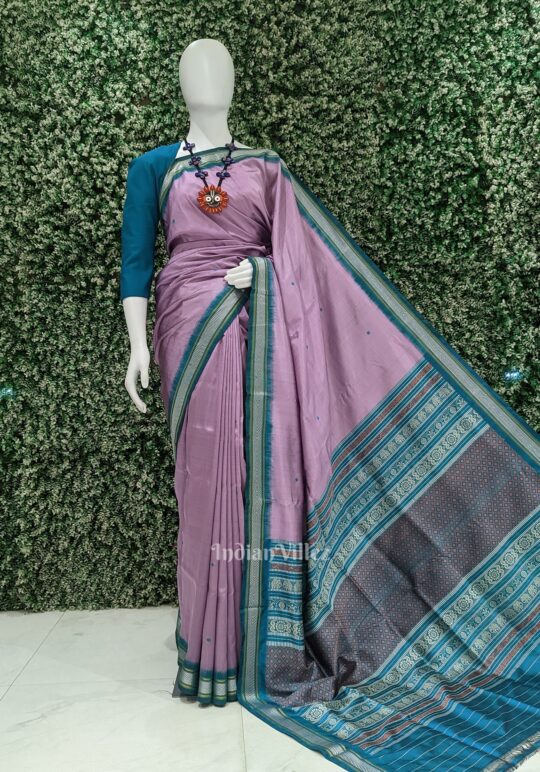IndianVillèz Onion with Green Odisha Handloom Siminoi Silk Saree