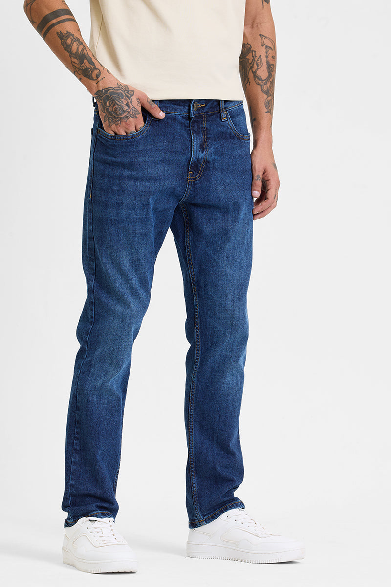 SNITCH Dark Blue Regular Fit Jeans