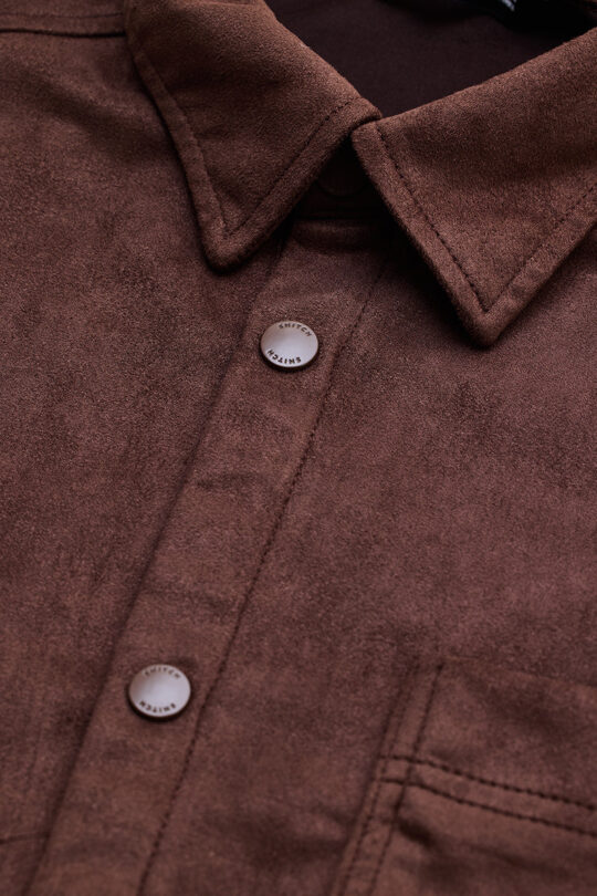 SNITCH Brown Suede Snap Button Overshirt - view 2