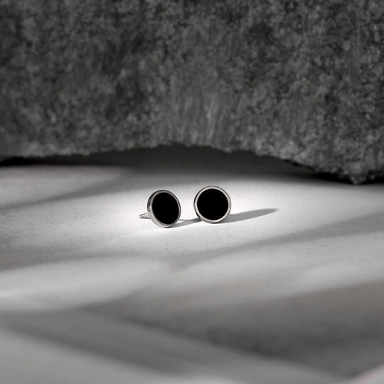 GIVA Jewellery Black Rhodium Black Fortune Earrings For Him - view 2