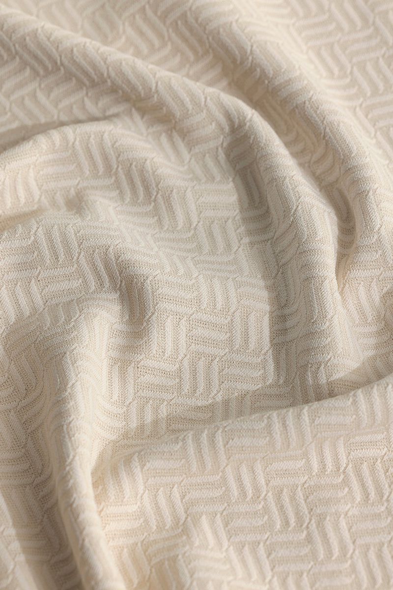 SNITCH Triline Knit Cream Polo T-Shirt - view 8