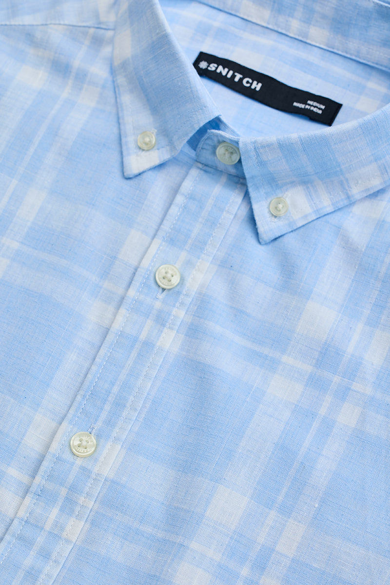 SNITCH Light Blue Checks Oxford Shirt - view 2