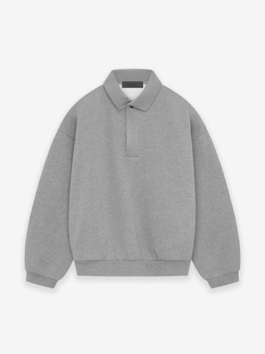 ESSENTIALS Longsleeve Polo – Dark Heather Oatmeal