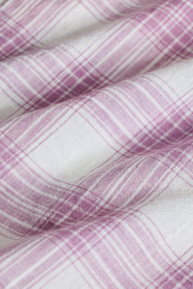 SNITCH Lilac Checks Linen Blend Shirt - view 8