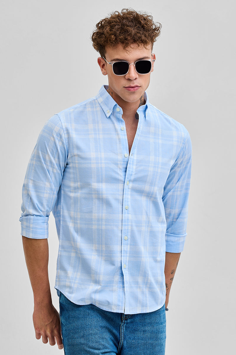 SNITCH Light Blue Checks Oxford Shirt - view 4