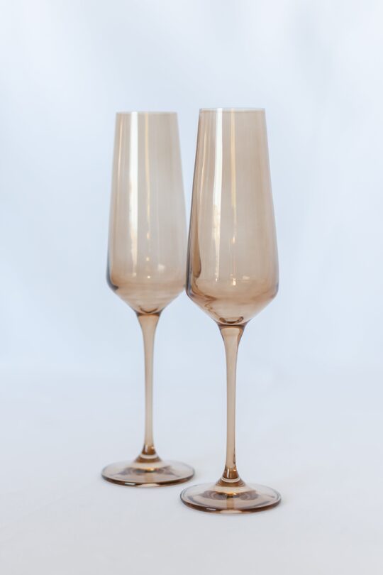 Estelle Colored Glass Estelle Colored Champagne Flute - Set of 2 {Mocha Mousse (Our Amber Smoke)}