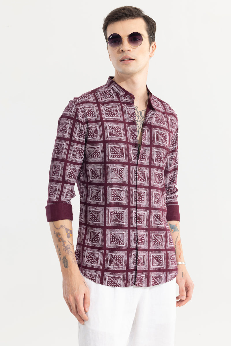 SNITCH Gridart Maroon Shirt
