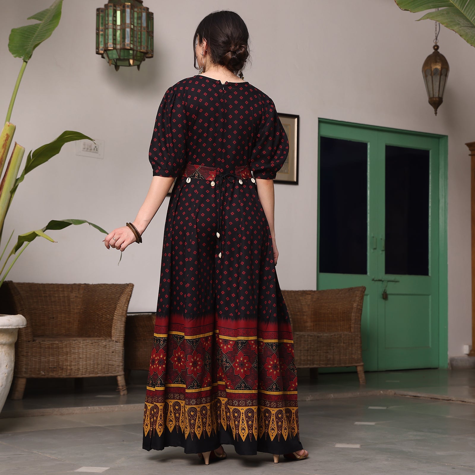 BlackTree Black & Maroon Fit and Flare Jumpsuit - view 8
