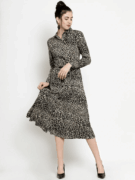 BlackTree Beige Printed Collar Shirt Dress..