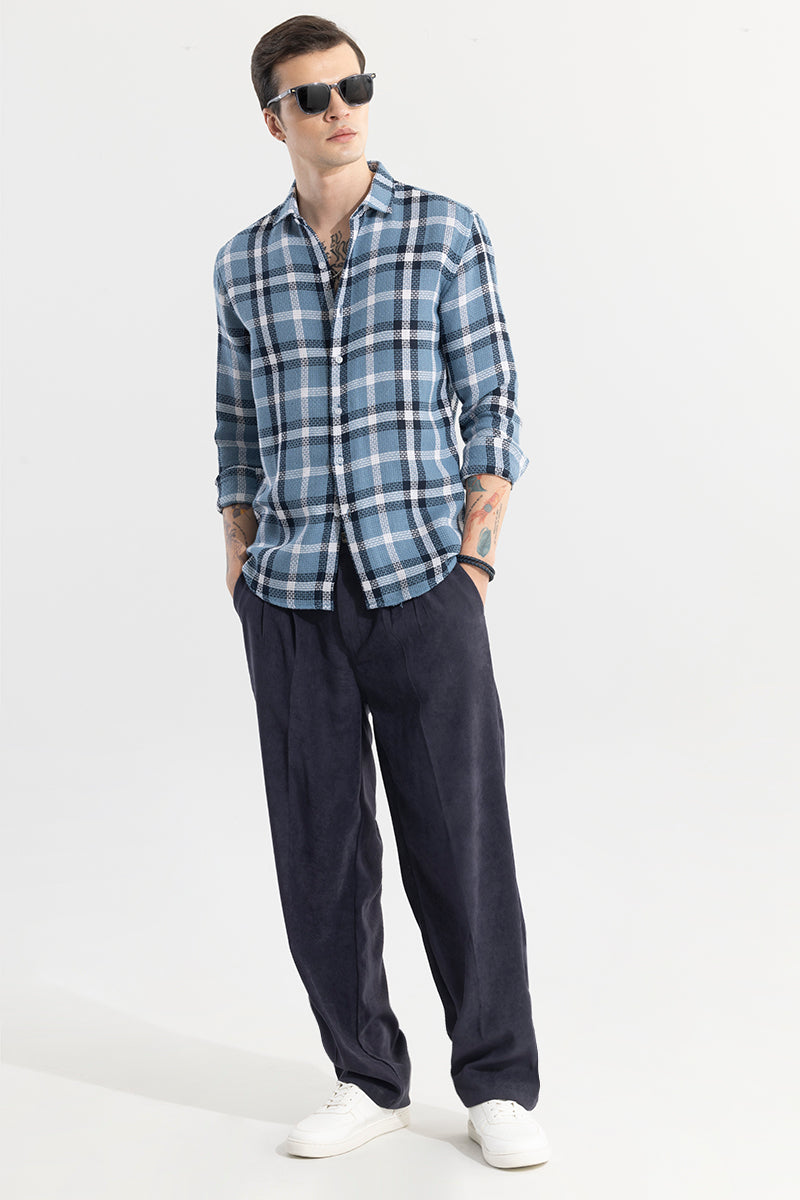 SNITCH Gridline Blue Checks Shirt - view 3