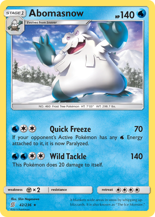 Rare sm11-42 non-holo – Pokémon Abomasnow - 42/236 - Rare [sm11-42] [Non-Holo] - Abomasnow - 42/236 - Rare