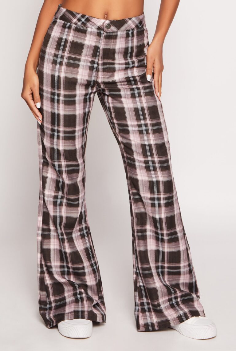 almost_famous Almost Famous Plaid Flare Pants - view 2