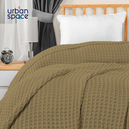Urban Space -Home Furnishing Store 100% Cotton Waffle Weave Blanket / Cotton Dohar for Bedroom - Khakhi - view 2