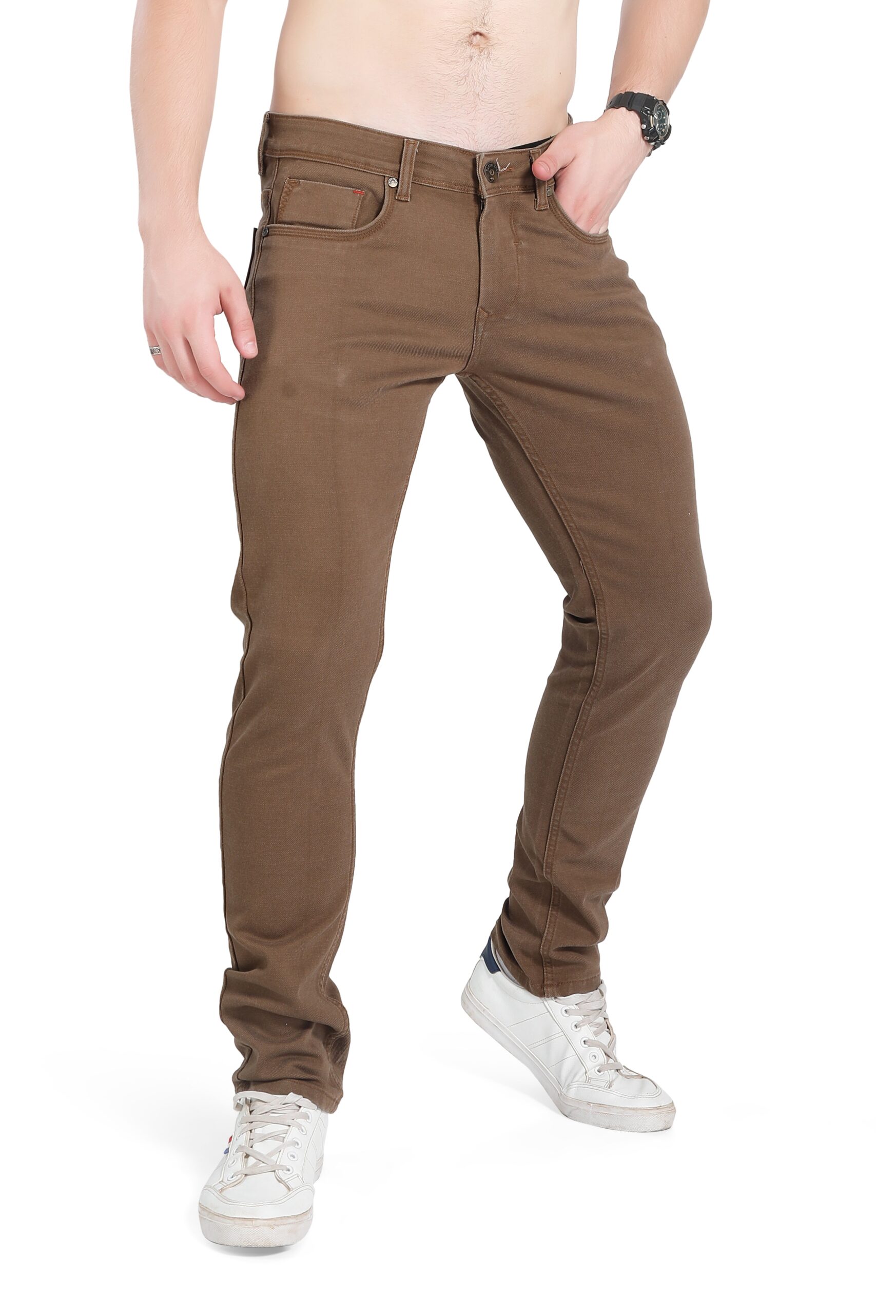 BLACKTREE TAN COLORED JEANS FOR MEN'S CASUAL SLIM-FIT BT008 B..