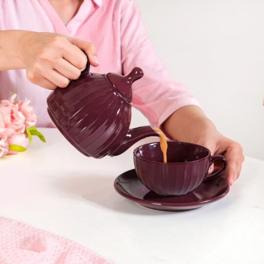 Nestasia Ceramic Ambrosia One Cup Tea Set Plum - view 2