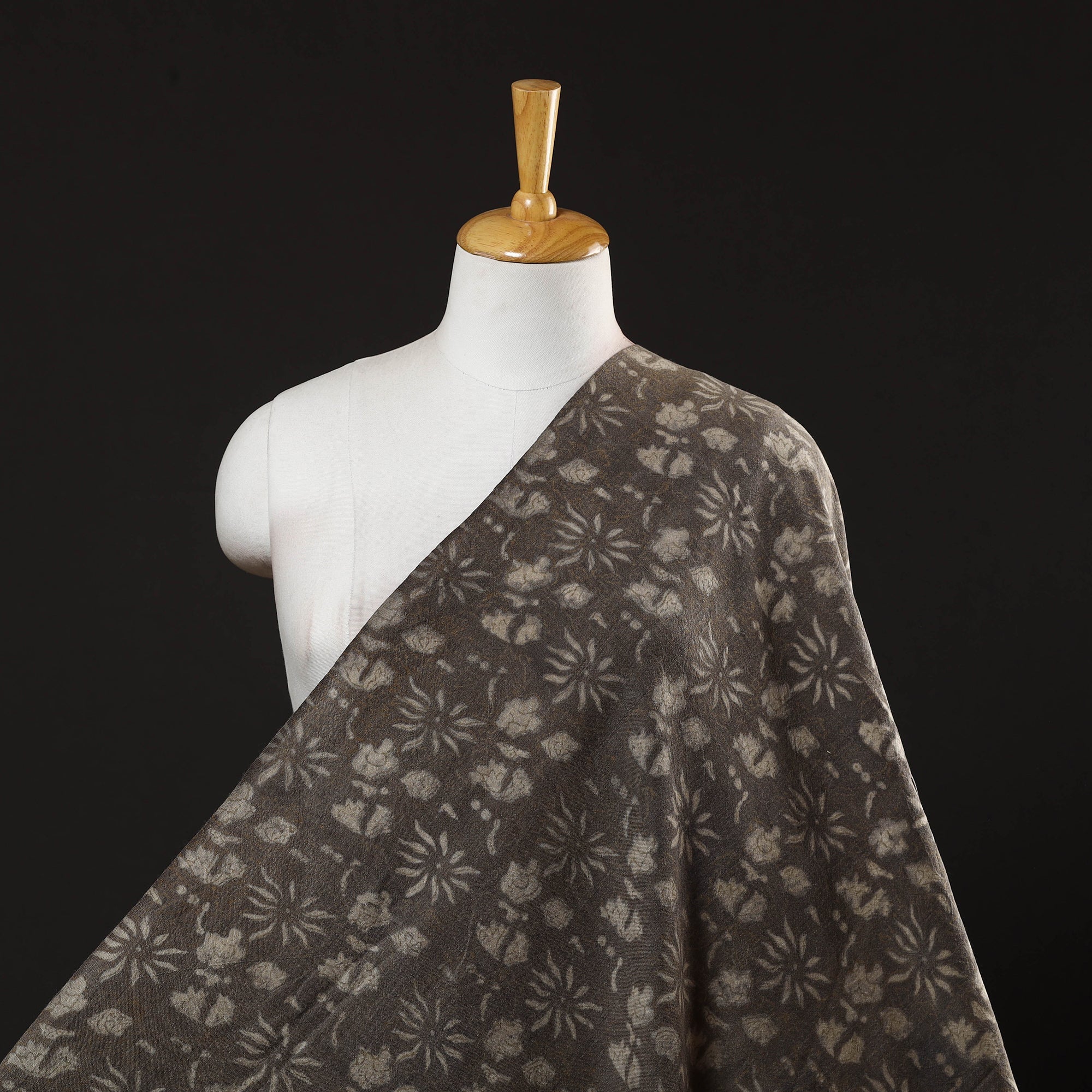 HAVELI CHRONICLES Brown - Pure Wool Handloom Akola Print Fabric 04