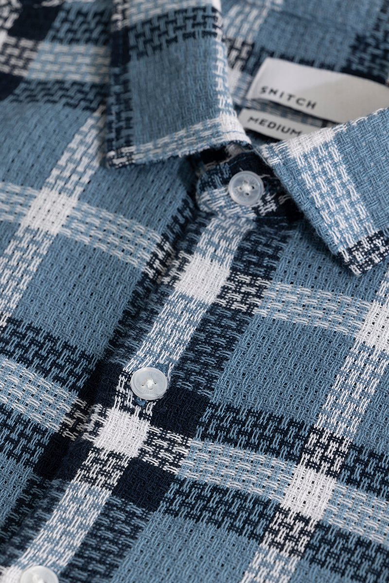 SNITCH Gridline Blue Checks Shirt - view 2