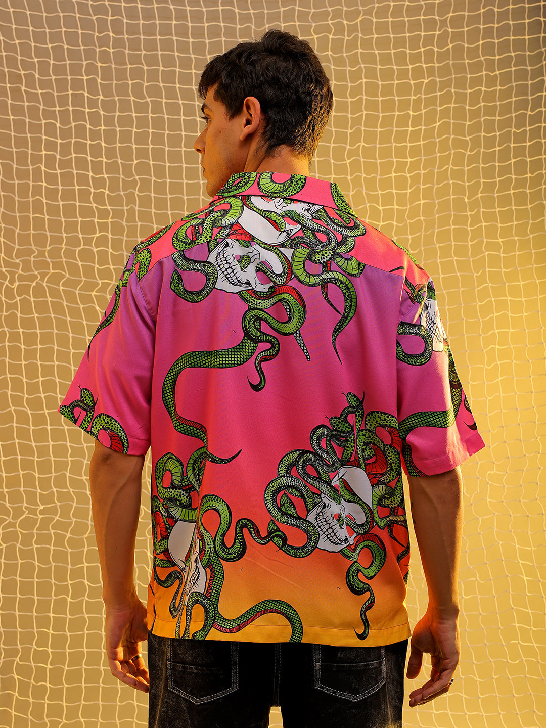The Indian Garage Co Men's Multicolor Oversized Fit Graphic Shirt - view 3