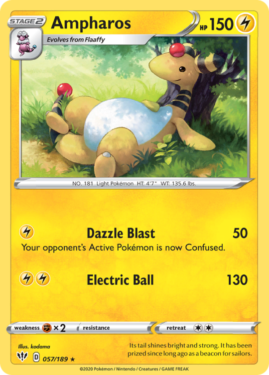 Rare swsh3-057 non-holo – Pokémon Ampharos - 057/189 - Rare [swsh3-057] [Non-Holo] - Ampharos - 057/189 - Rare