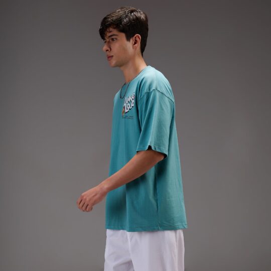 IZF " Living Loud " Blue Oversize T-shirt for Mens - view 2