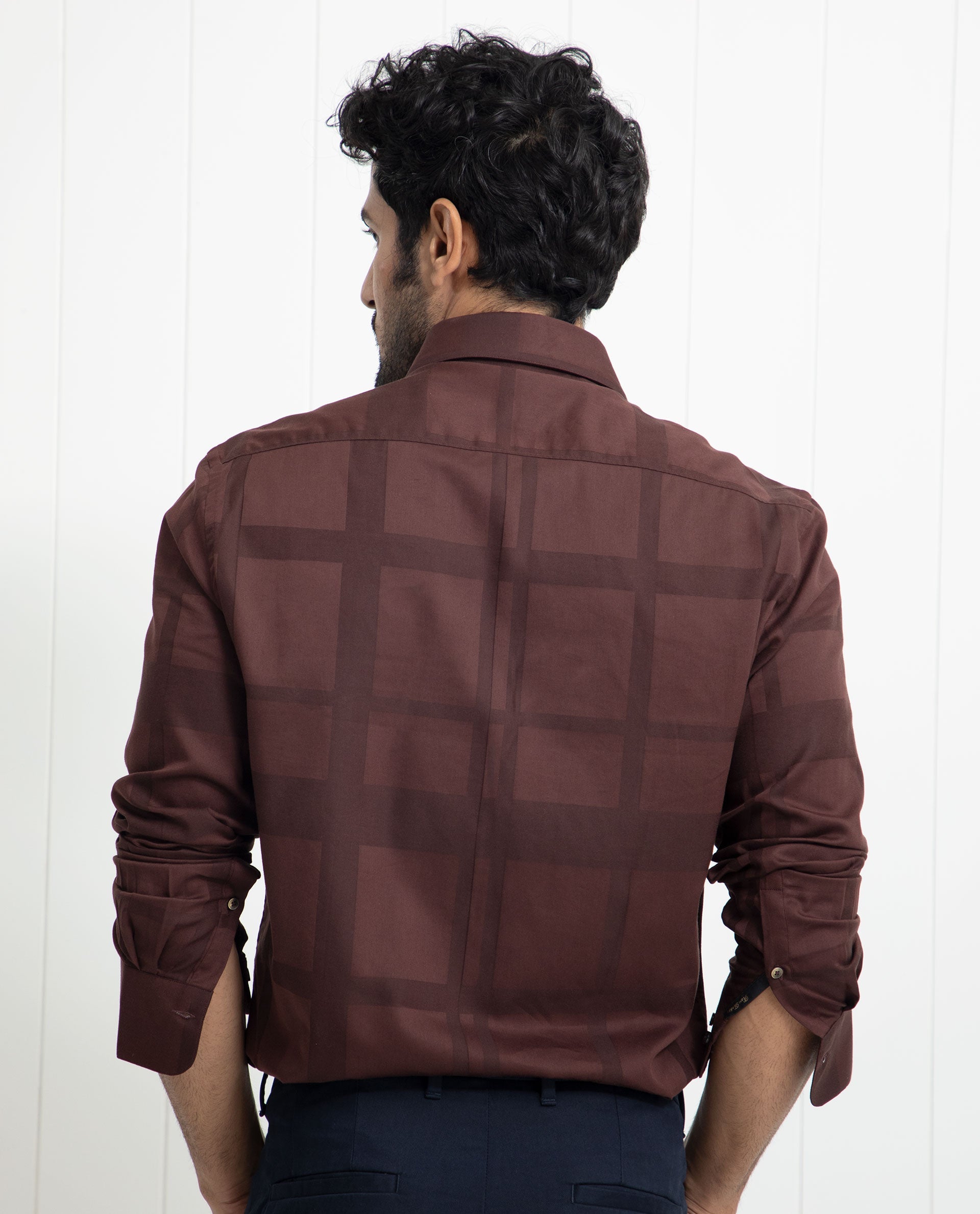 Rare Rabbit Men's Boxline Brown Cotton Lyocell Fabric Full Sleeves Checks Print Shirt - view 8