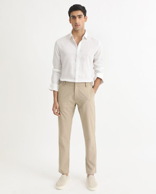Rare Rabbit Men's Naples White Viscose Linen Fabric Full Sleeves Solid Shirt - view 2