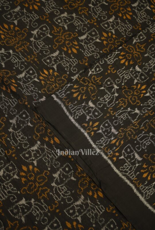 IndianVillèz Black Tribal Theme Sambalpuri Ikat Cotton Fabric - view 2