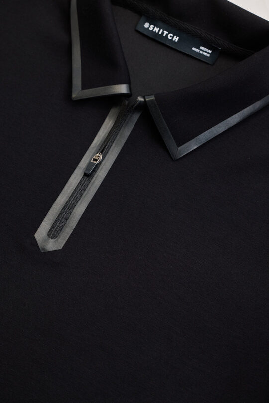 SNITCH Black Zipper Polo T-Shirt - view 2