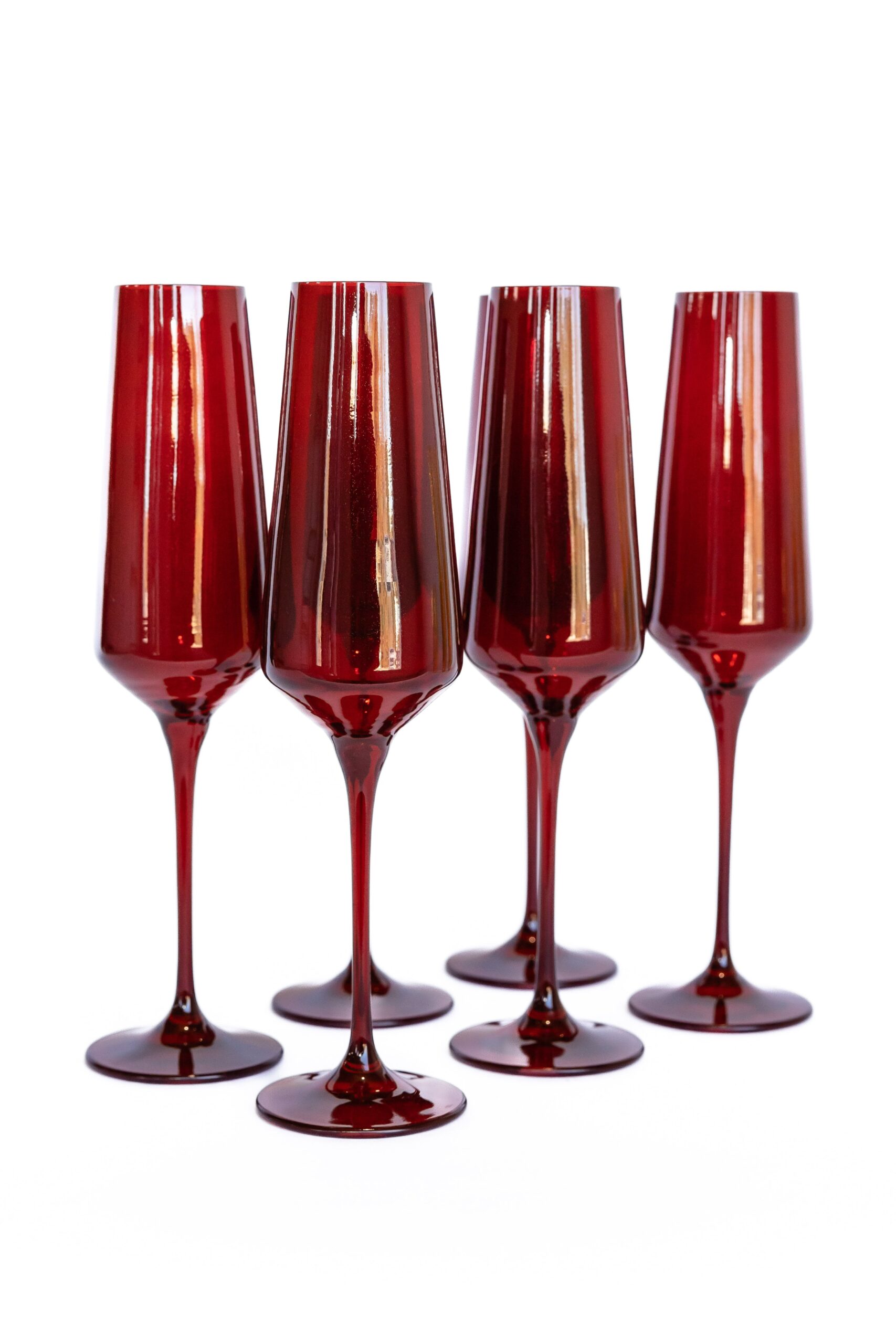 Estelle Colored Glass Estelle Colored Champagne Flute - Set of 6 {Red Samples} - view 4