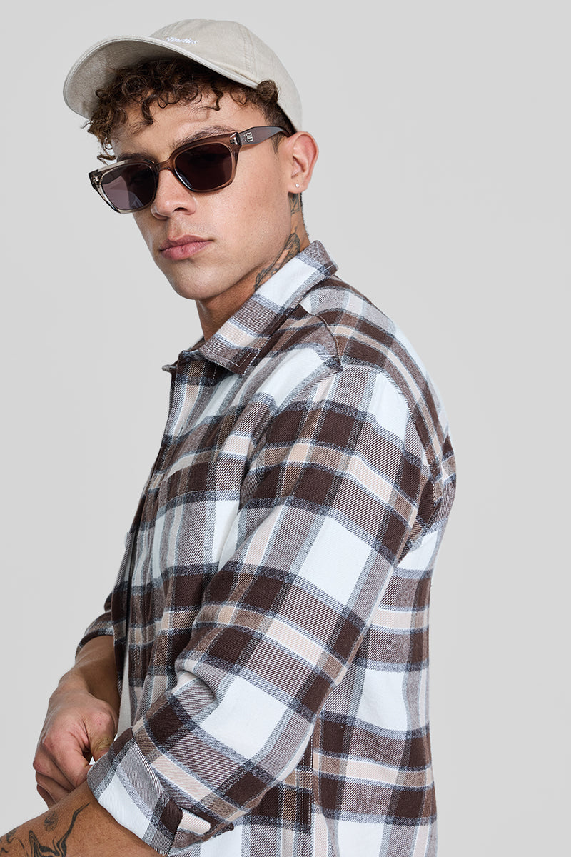 SNITCH Brown Plaid Box Fit Flannel Shirt - view 5
