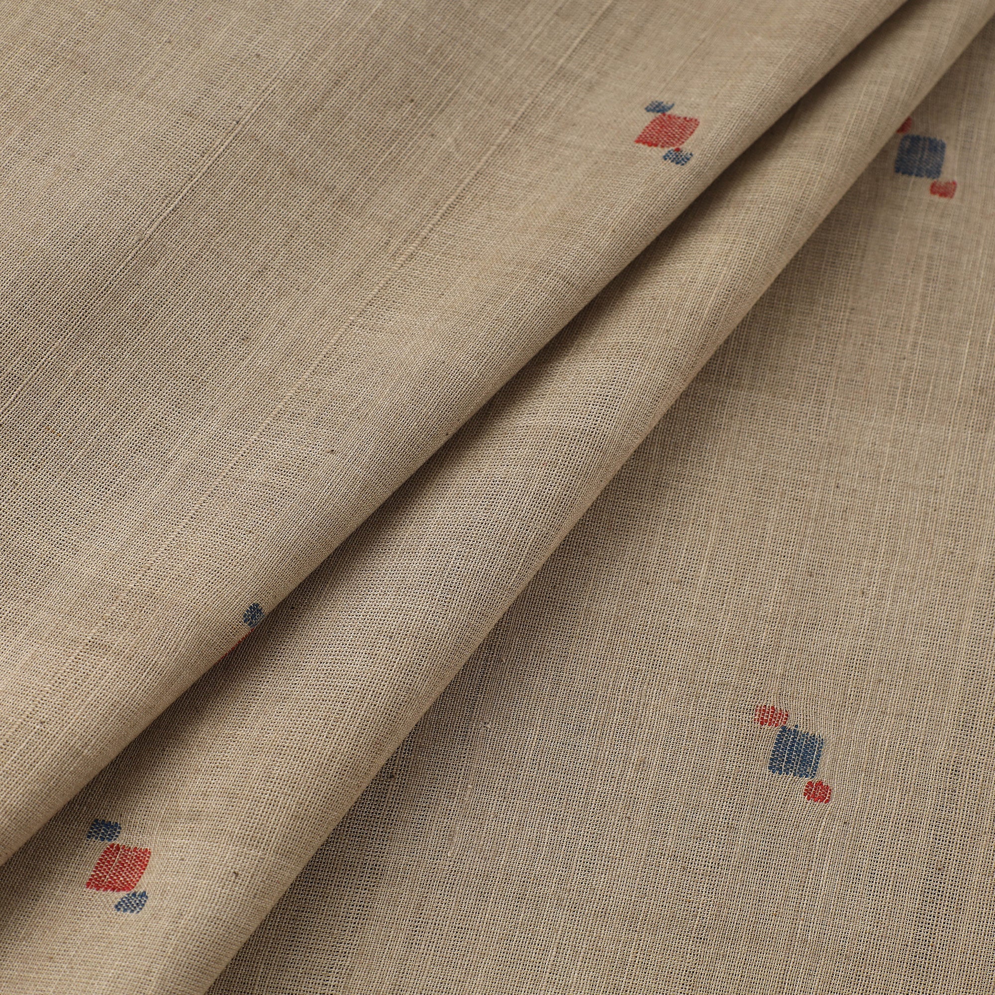 SOUTH KARGHA Beige - Handspun Handloom Natural Dyed Cotton Jamdani Fabric 20 - view 2
