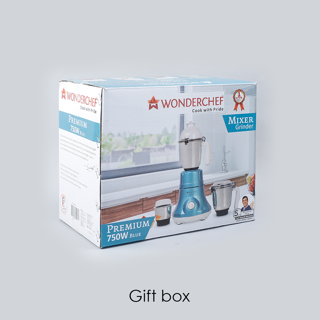 Wonderchef Renewed Premium Mixer Grinder | 750W | 3 Thick Steel Jars | Die-cast Jar Base | Blue - view 7