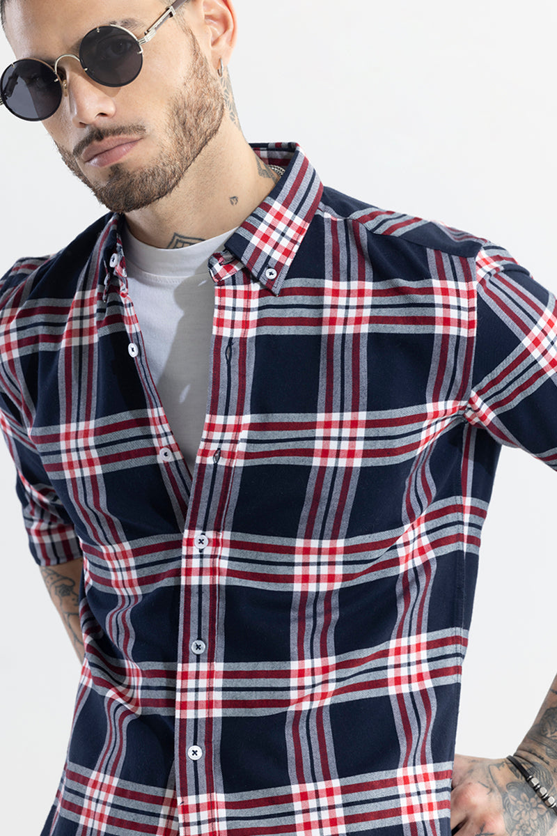 SNITCH Boldsquare Navy Checks Shirt - view 3