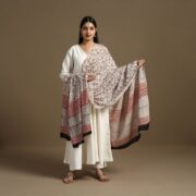 ARTISAN HAND BLOCK PRINTS Beige - Block Print Mul Cotton Bagru Dupatta 13
