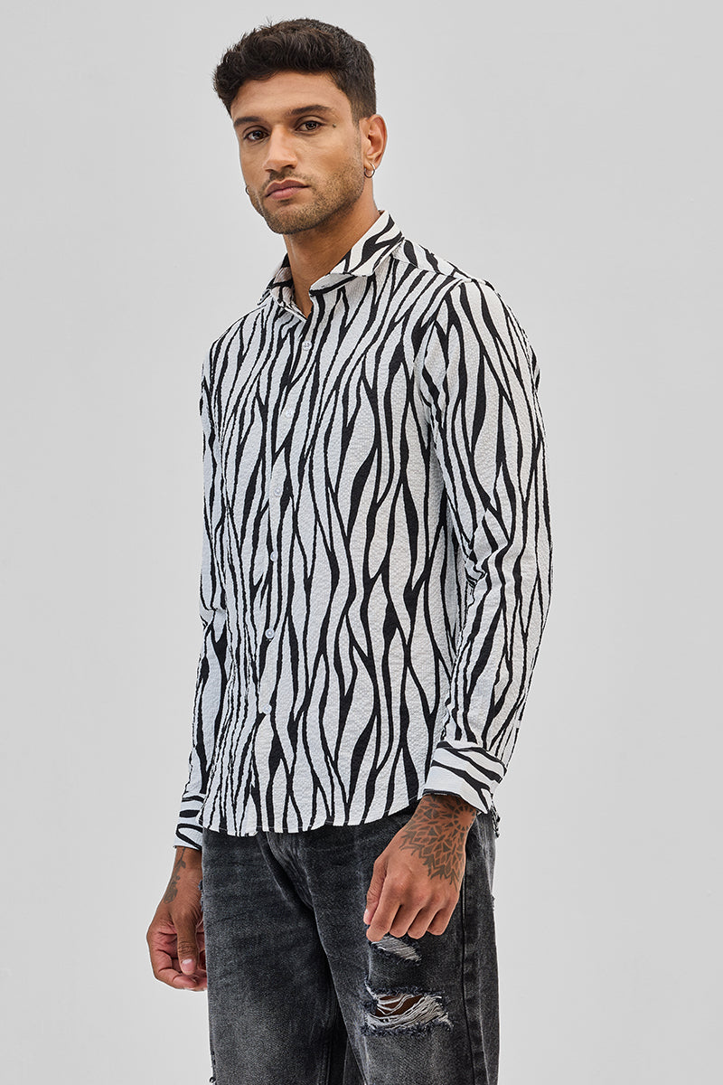 SNITCH White Abstract Printed Shirt - view 6