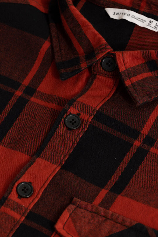 SNITCH Square Grid Red Checks Shirt - view 2