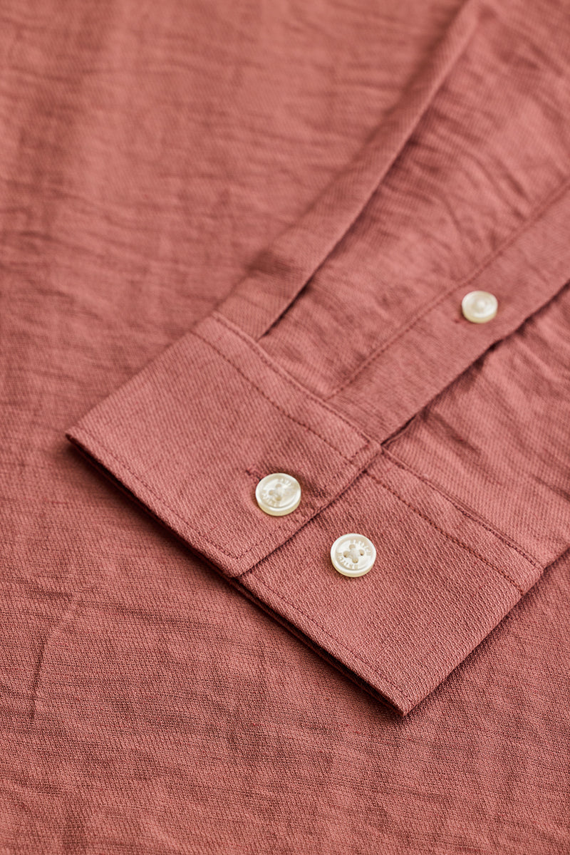 SNITCH Coral Mandarin Linen Blend Shirt - view 8