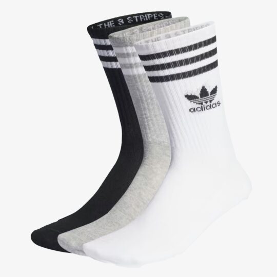 Adidas Originals | MID CUT CREW SOCKS 3 PAIRS { WHITE/GREY/BLACK - view 2
