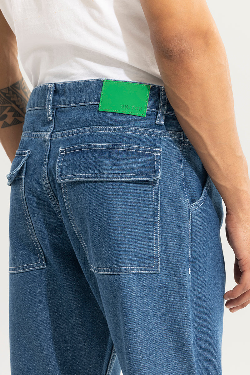 SNITCH ShadowTwill True Blue Baggy Jeans - view 8